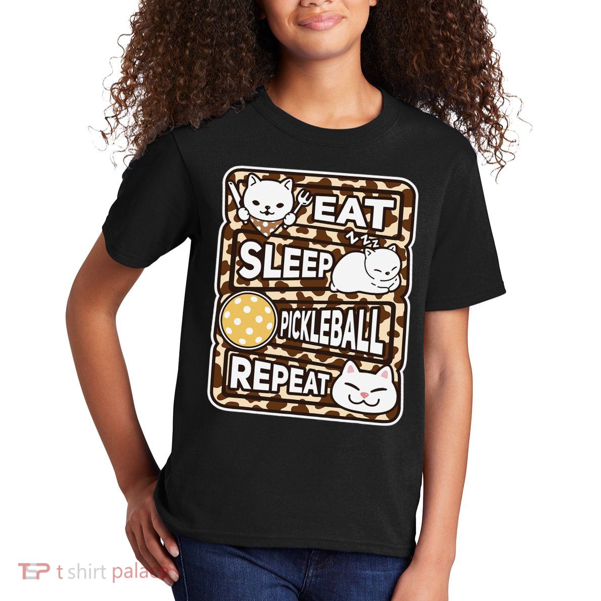 Eat Sleep Pickleball Repeat Girl Pickleball Lover Outfit Kids T-Shirt