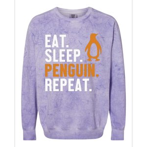 Eat Sleep Penguin Repeat Emperor Sea Bird King Penguin Colorblast Crewneck Sweatshirt