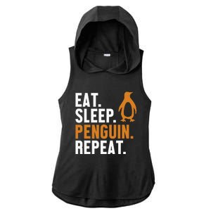 Eat Sleep Penguin Repeat Emperor Sea Bird King Penguin Ladies PosiCharge Tri-Blend Wicking Draft Hoodie Tank