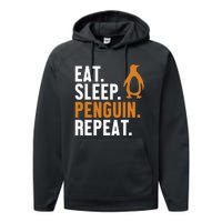 Eat Sleep Penguin Repeat Emperor Sea Bird King Penguin Performance Fleece Hoodie