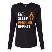 Eat Sleep Penguin Repeat Emperor Sea Bird King Penguin Womens Cotton Relaxed Long Sleeve T-Shirt