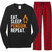 Eat Sleep Penguin Repeat Emperor Sea Bird King Penguin Long Sleeve Pajama Set