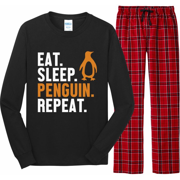 Eat Sleep Penguin Repeat Emperor Sea Bird King Penguin Long Sleeve Pajama Set