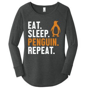 Eat Sleep Penguin Repeat Emperor Sea Bird King Penguin Women's Perfect Tri Tunic Long Sleeve Shirt