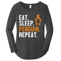 Eat Sleep Penguin Repeat Emperor Sea Bird King Penguin Women's Perfect Tri Tunic Long Sleeve Shirt