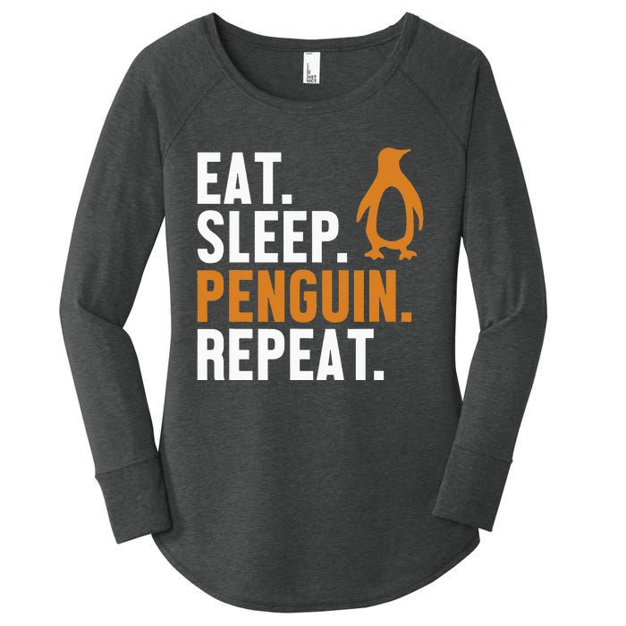 Eat Sleep Penguin Repeat Emperor Sea Bird King Penguin Women's Perfect Tri Tunic Long Sleeve Shirt