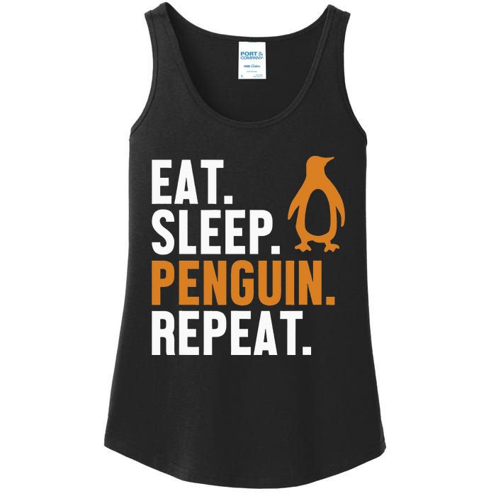 Eat Sleep Penguin Repeat Emperor Sea Bird King Penguin Ladies Essential Tank