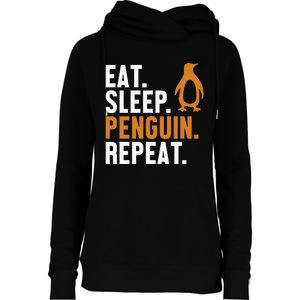 Eat Sleep Penguin Repeat Emperor Sea Bird King Penguin Womens Funnel Neck Pullover Hood