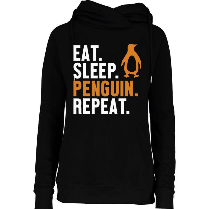 Eat Sleep Penguin Repeat Emperor Sea Bird King Penguin Womens Funnel Neck Pullover Hood