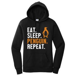 Eat Sleep Penguin Repeat Emperor Sea Bird King Penguin Women's Pullover Hoodie