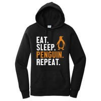 Eat Sleep Penguin Repeat Emperor Sea Bird King Penguin Women's Pullover Hoodie