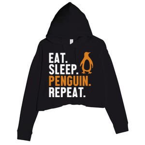 Eat Sleep Penguin Repeat Emperor Sea Bird King Penguin Crop Fleece Hoodie