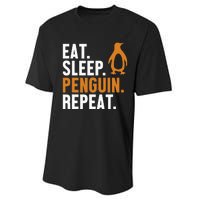 Eat Sleep Penguin Repeat Emperor Sea Bird King Penguin Performance Sprint T-Shirt