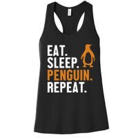 Eat Sleep Penguin Repeat Emperor Sea Bird King Penguin Women's Racerback Tank