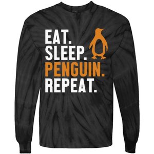 Eat Sleep Penguin Repeat Emperor Sea Bird King Penguin Tie-Dye Long Sleeve Shirt