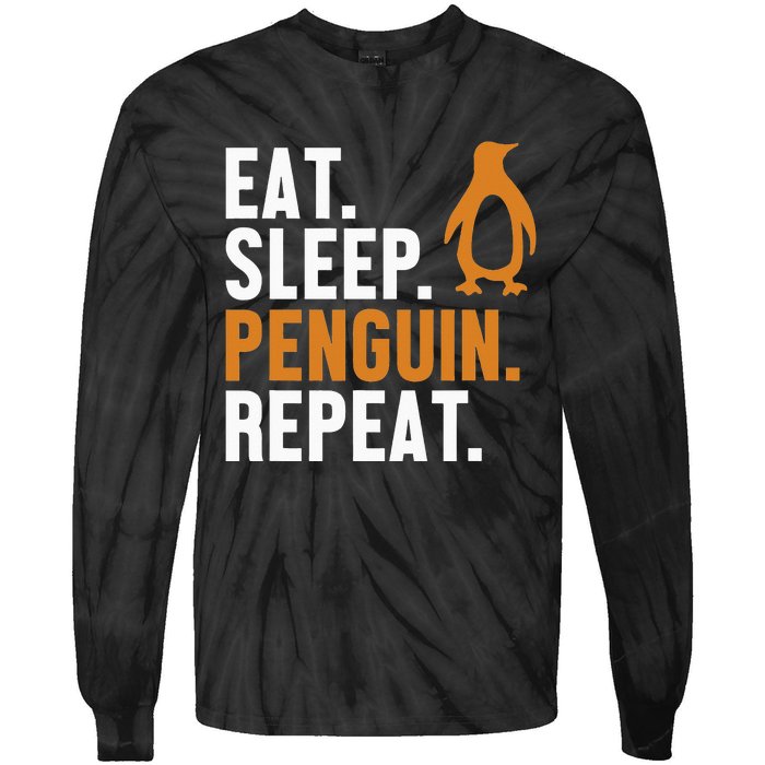 Eat Sleep Penguin Repeat Emperor Sea Bird King Penguin Tie-Dye Long Sleeve Shirt