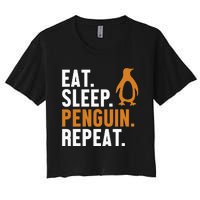 Eat Sleep Penguin Repeat Emperor Sea Bird King Penguin Women's Crop Top Tee