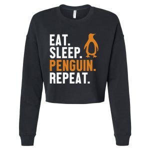 Eat Sleep Penguin Repeat Emperor Sea Bird King Penguin Cropped Pullover Crew