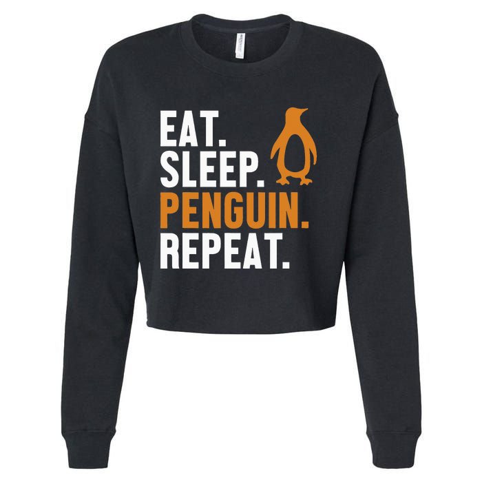 Eat Sleep Penguin Repeat Emperor Sea Bird King Penguin Cropped Pullover Crew