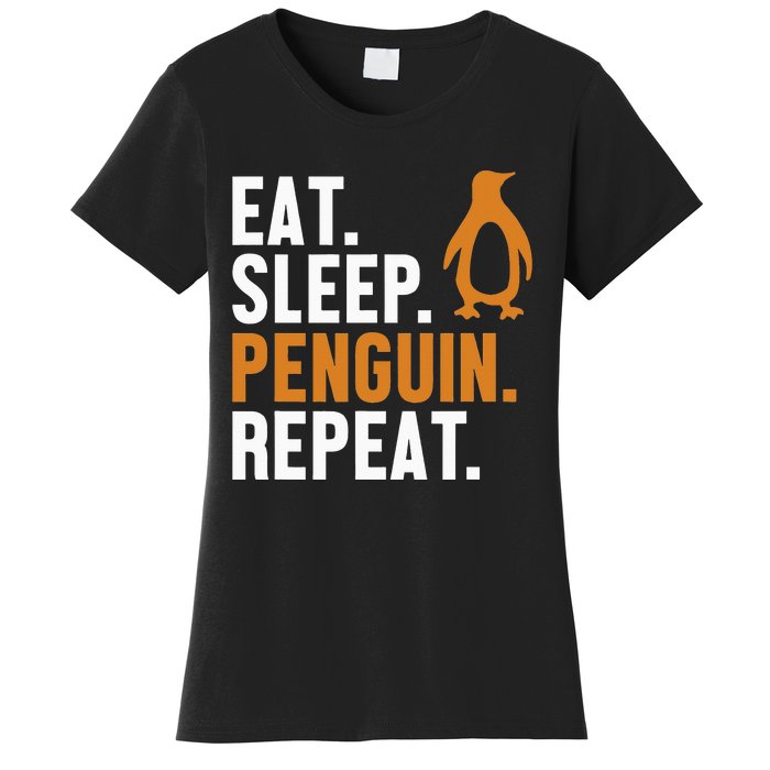 Eat Sleep Penguin Repeat Emperor Sea Bird King Penguin Women's T-Shirt