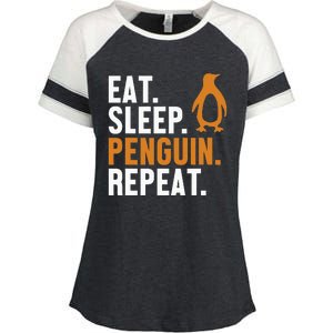 Eat Sleep Penguin Repeat Emperor Sea Bird King Penguin Enza Ladies Jersey Colorblock Tee