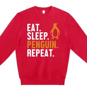 Eat Sleep Penguin Repeat Emperor Sea Bird King Penguin Premium Crewneck Sweatshirt