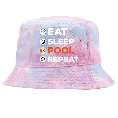 Eat Sleep Pool Repeat Dad Billiards Gift For Father's Day Tie-Dyed Bucket Hat