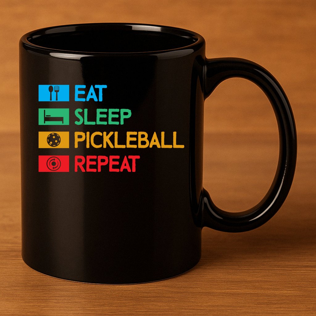 Eat Sleep Pickleball Repeat Gift For Pickleball Team 11oz C Handle Ceramic Mug