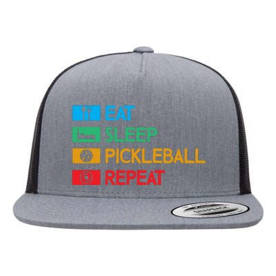 Eat Sleep Pickleball Repeat Gift For Pickleball Team Flat Bill Trucker Hat