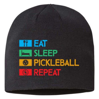 Eat Sleep Pickleball Repeat Gift For Pickleball Team Sustainable Beanie