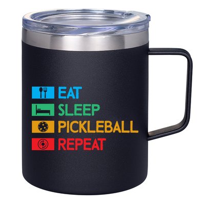 Eat Sleep Pickleball Repeat Gift For Pickleball Team 12oz Stainless Steel Coffee Mug