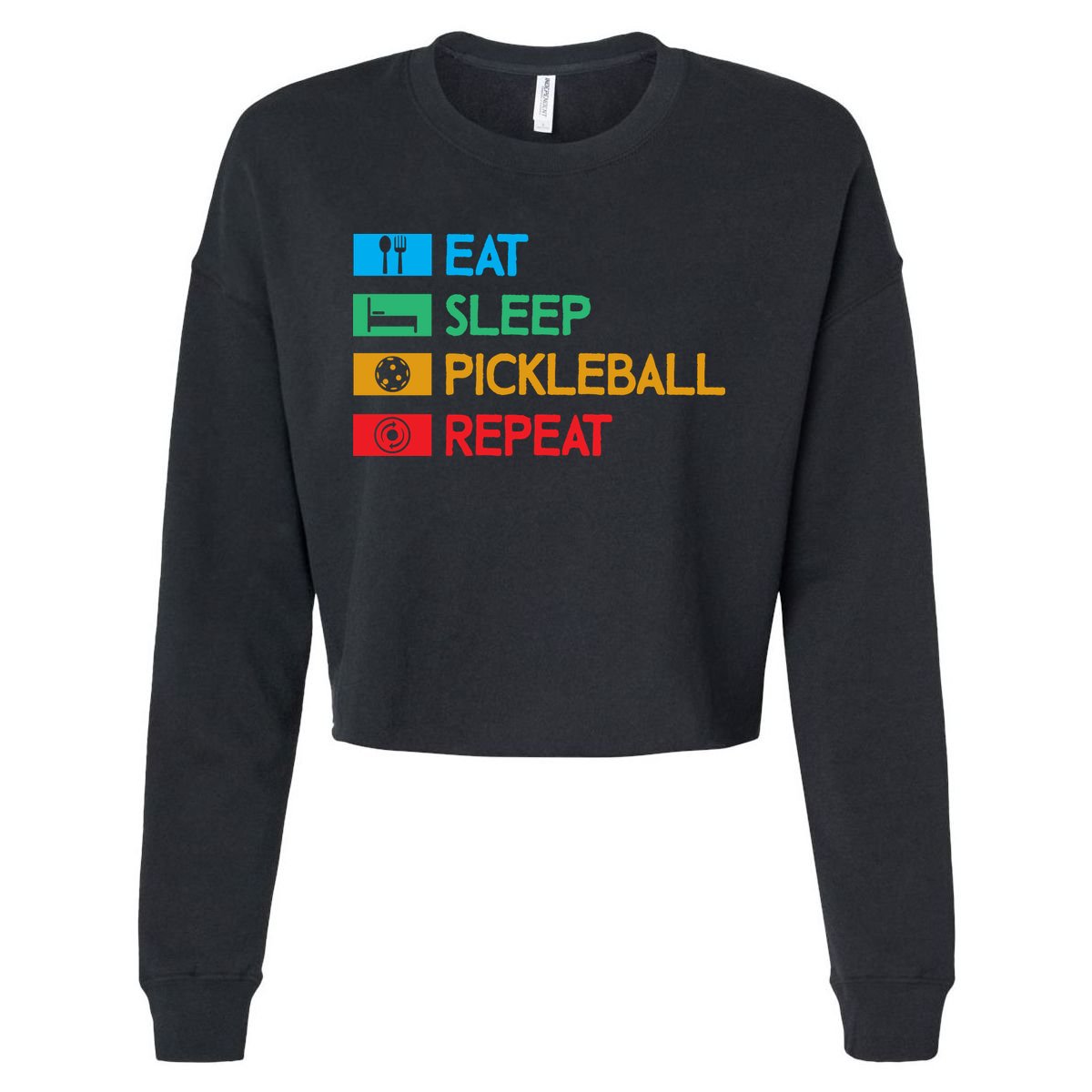 Eat Sleep Pickleball Repeat Gift For Pickleball Team Cropped Pullover Crew