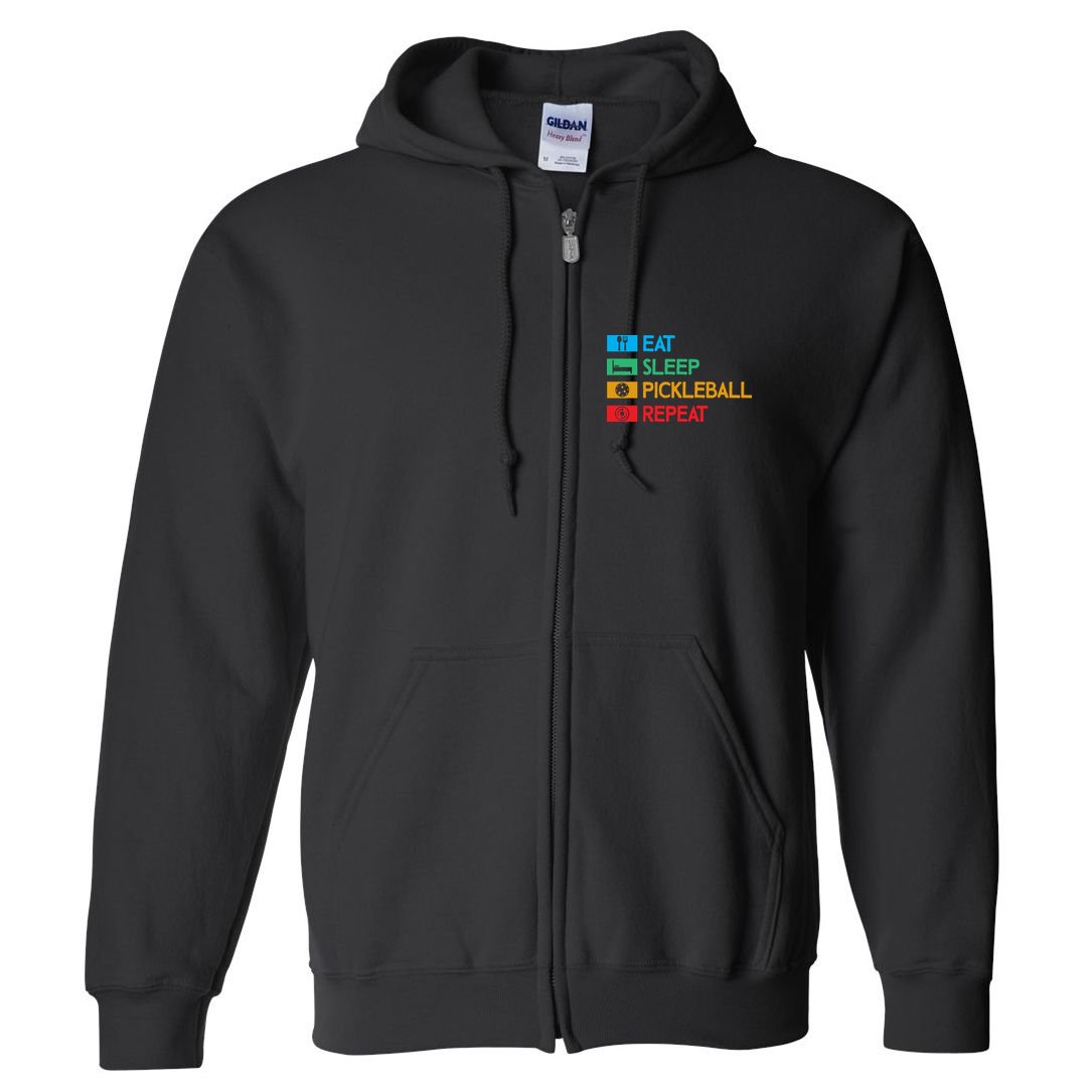 Eat Sleep Pickleball Repeat Gift For Pickleball Team Full Zip Hoodie