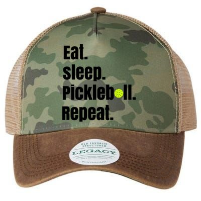 Eat Sleep Pickleball Repeat Funny Pickleball Quote Pickleball Text Legacy Tie Dye Trucker Hat