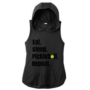 Eat Sleep Pickleball Repeat Funny Pickleball Quote Pickleball Text Ladies PosiCharge Tri-Blend Wicking Draft Hoodie Tank