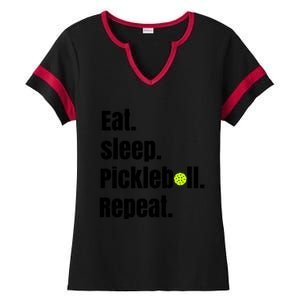 Eat Sleep Pickleball Repeat Funny Pickleball Quote Pickleball Text Ladies Halftime Notch Neck Tee