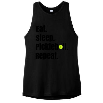 Eat Sleep Pickleball Repeat Funny Pickleball Quote Pickleball Text Ladies PosiCharge Tri-Blend Wicking Tank