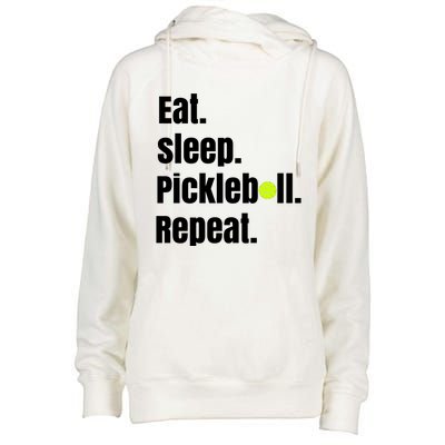 Eat Sleep Pickleball Repeat Funny Pickleball Quote Pickleball Text Womens Funnel Neck Pullover Hood