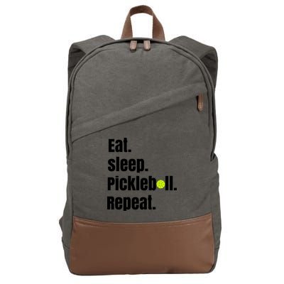 Eat Sleep Pickleball Repeat Funny Pickleball Quote Pickleball Text Cotton Canvas Backpack