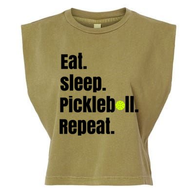 Eat Sleep Pickleball Repeat Funny Pickleball Quote Pickleball Text Garment-Dyed Women's Muscle Tee