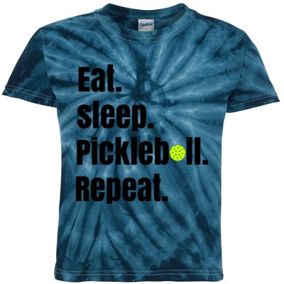 Eat Sleep Pickleball Repeat Funny Pickleball Quote Pickleball Text Kids Tie-Dye T-Shirt