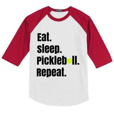 Eat Sleep Pickleball Repeat Funny Pickleball Quote Pickleball Text Kids Colorblock Raglan Jersey