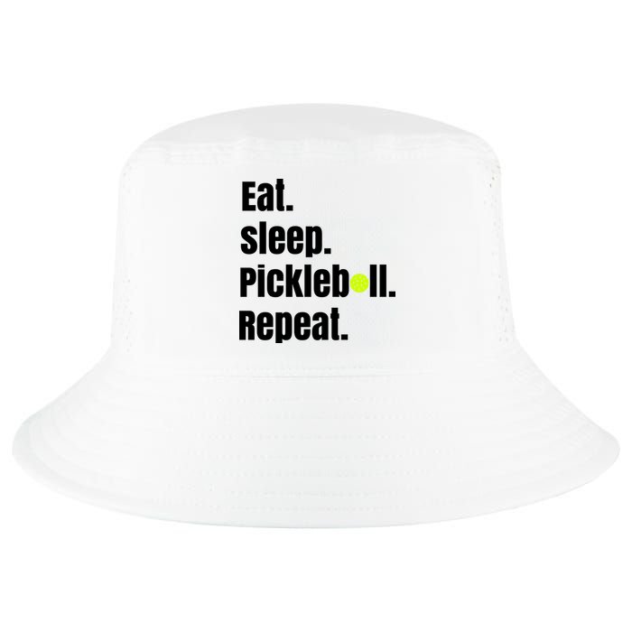 Eat Sleep Pickleball Repeat Funny Pickleball Quote Pickleball Text Cool Comfort Performance Bucket Hat