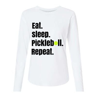 Eat Sleep Pickleball Repeat Funny Pickleball Quote Pickleball Text Womens Cotton Relaxed Long Sleeve T-Shirt