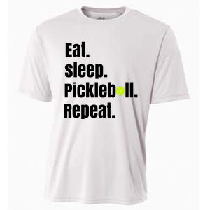 Eat Sleep Pickleball Repeat Funny Pickleball Quote Pickleball Text Cooling Performance Crew T-Shirt