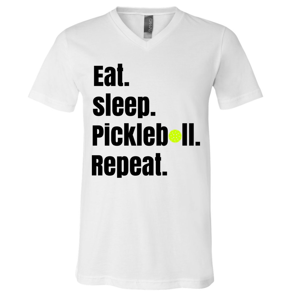 Eat Sleep Pickleball Repeat Funny Pickleball Quote Pickleball Text V-Neck T-Shirt