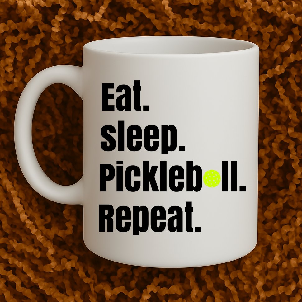 Eat Sleep Pickleball Repeat Funny Pickleball Quote Pickleball Text Mug
