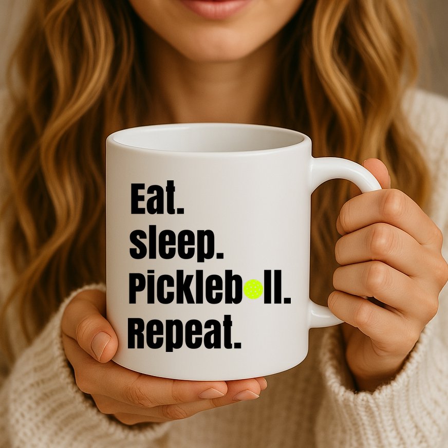 Eat Sleep Pickleball Repeat Funny Pickleball Quote Pickleball Text Mug