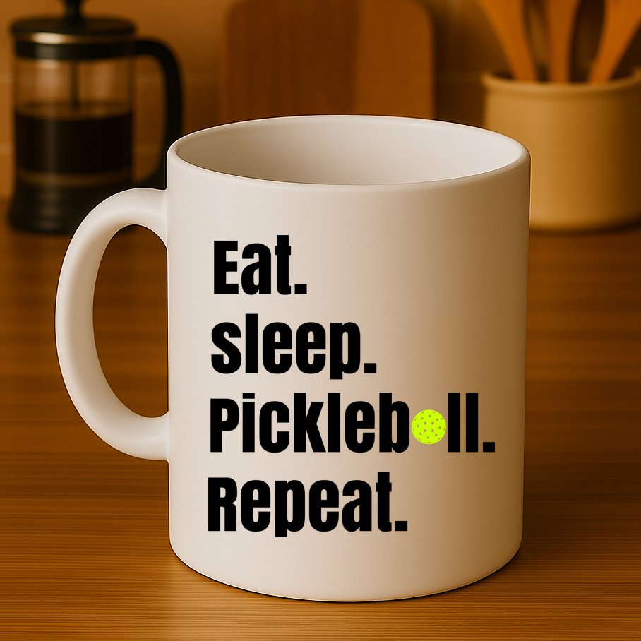 Eat Sleep Pickleball Repeat Funny Pickleball Quote Pickleball Text Mug