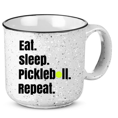 Eat Sleep Pickleball Repeat Funny Pickleball Quote Pickleball Text 15oz Campfire Ceramic Mug